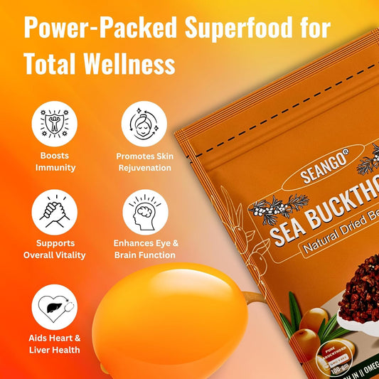 SEANGO® Sea Buckthorn Natural Sun Dried Berries , No Preservatives– Himalayan Superfood,100g (pack of-3)