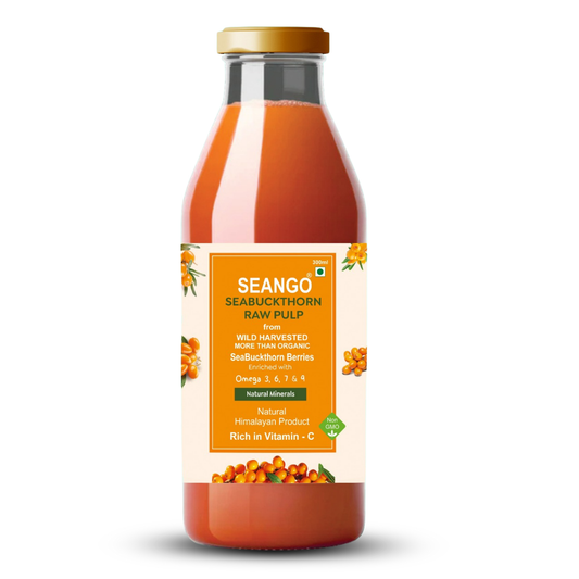 SEANGO® Himalayan Sea Buckthorn Pulp 300ml|pure & natural |Natural Vitamin C,Omega 3 6 7 9, Antioxidants|Immunity, Skin Glow & Gut Health| pure Juice Seabuckthorn (Pack of1)