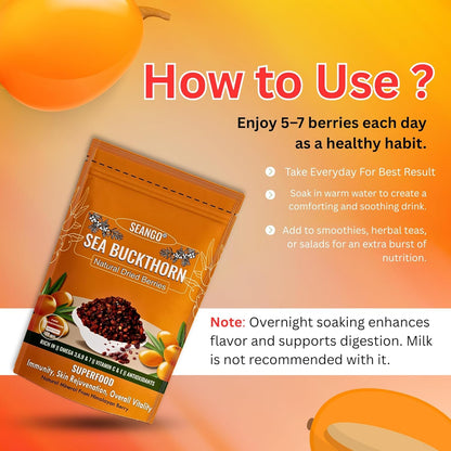 SEANGO® Sea Buckthorn Dried Berries,with Moringa Powder (100+100g)