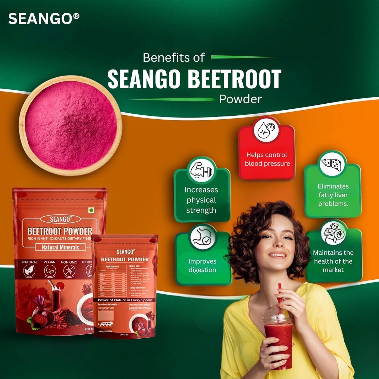 SEANGO® Sea Buckthorn Dried Berries with Beetroot Powder Combo (100+200g)