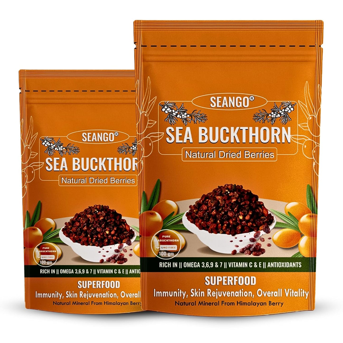SEANGO® Sea Buckthorn Natural Dried Berries 100g (Pack of 2)