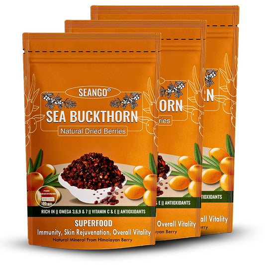 SEANGO® Sea Buckthorn Natural Dried Berries – Himalayan Superfood 100g (pack of 3)