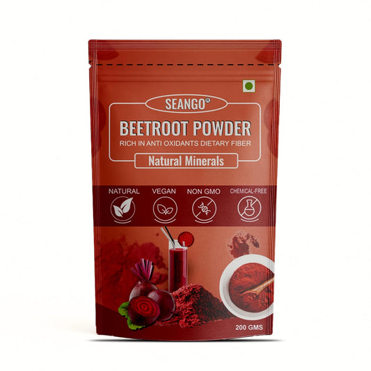 SEANGO® Beetroot Powder 200gm | Natural Support for Heart & Brain Function | Perfect for Beverages & Daily Nutrition | 100% Pure & Preservative-Free | for Men & Women