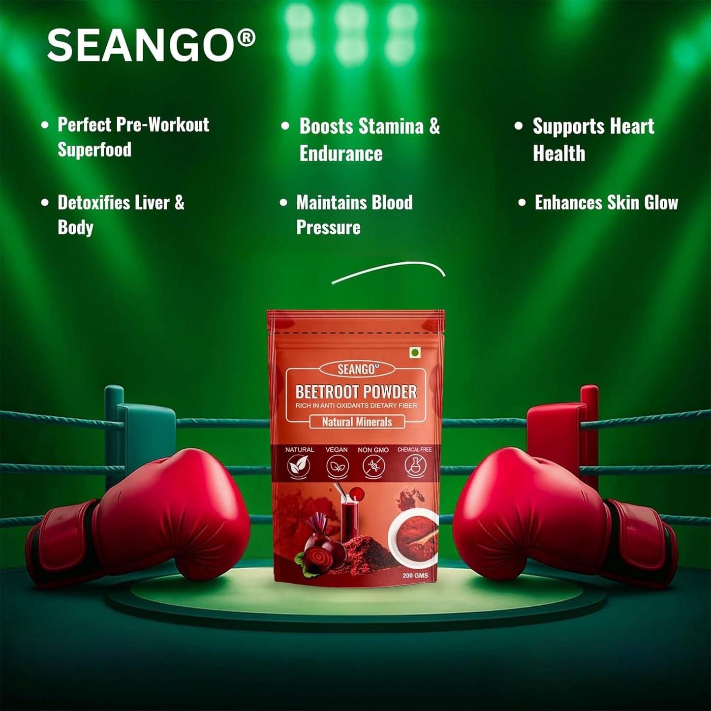 SEANGO® Beetroot Powder 200gm | Natural Support for Heart & Brain Function | Perfect for Beverages & Daily Nutrition | 100% Pure & Preservative-Free | for Men & Women