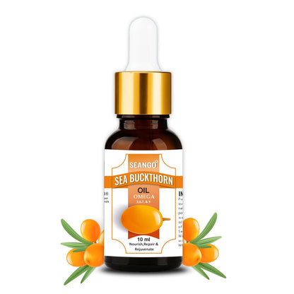 SEANGO® Sea Buckthorn Berry Oil 10-ml | Face & Hair oil | Nourishing Oil | Omega 3,6,7 & 9 | Collagen Boosting | Dull Skin & Fine Lines & Dark Spots | For Smooth, Glowing Skin (Pack of 1)