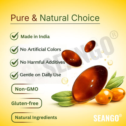 SEANGO® Sea Buckthorn For Healthy Heart, Immunity Power, Skin Care & Body Detox, Natural Herbal Nutrition Supplement, softgel- 30 Capsules
