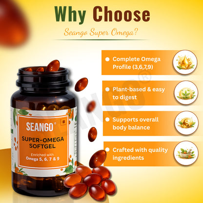 SEANGO® Sea Buckthorn For Healthy Heart, Immunity Power, Skin Care & Body Detox, Natural Herbal Nutrition Supplement, softgel- 30 Capsules