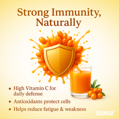 SEANGO® Himalayan Sea Buckthorn Pulp Concentrate 300ml | Cold-Pressed | Amino acids| Flavonoids  | Natural Vitamin C | Omega 3, 6, 7 ,9, |Antioxidants | Immunity Booster|Skin Glow & Gut Health Support | Seabuckthorn Juice pack -2