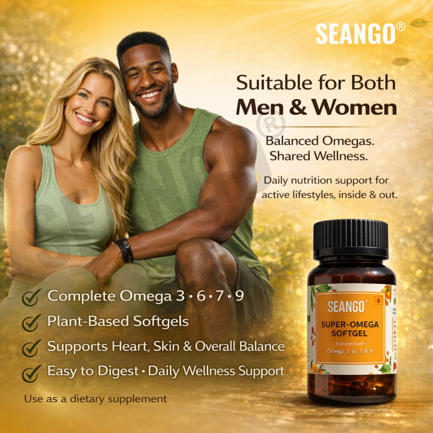 SEANGO® Sea Buckthorn For Healthy Heart, Immunity Power, Skin Care & Body Detox, Natural Herbal Nutrition Supplement, softgel- 30 Capsules